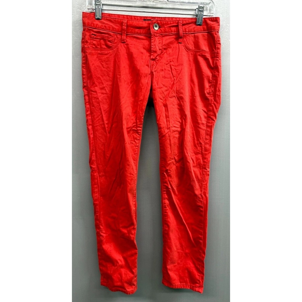 Cult of Individuality Teaser Skinny Jeans Womens 26 Red Cotton Logo Stretch